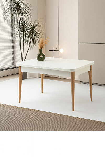 Evistro Kelebek Ortadan Açılır Büyüyen Yemek Masası Beyaz 70x120cm