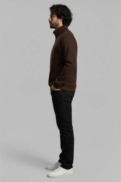 Thestiluxe Суичър с 3 прежди с половин цип и яка