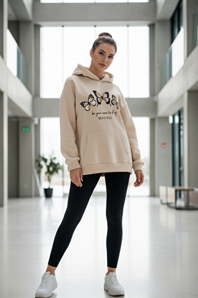 UNCİA OUTDOORS Hanorac cu glugă pentru femei, cu imprimeu fluture