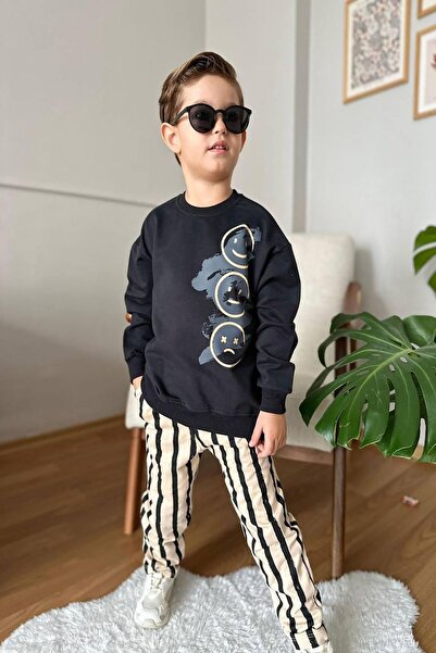 My Kids Wear Спортивний костюм для хлопчиків з принтом емодзі в смужку