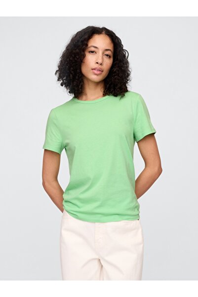 GAP Kadın Yeşil Favorite Bisiklet Yaka T-Shirt