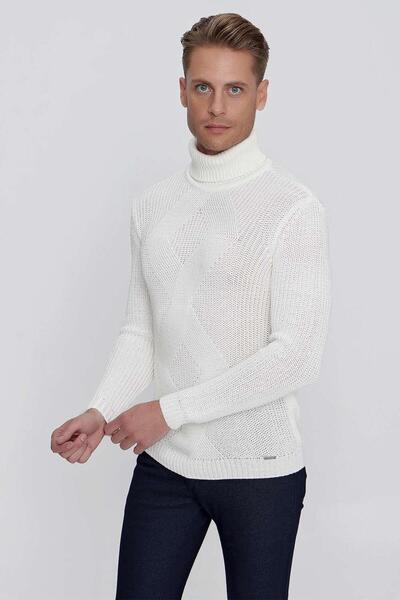 Efor TR 850 Slim Fit Ekru Klasik Triko