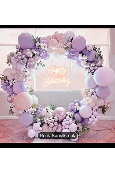 Parti Düşleri 12 Doğum günü - Nişan Lila Renk Temalı Balon Zincir Seti