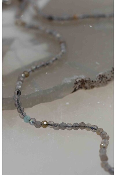 Mucize Taş Labradorit Taşı Doğaltaş Ince Kolye 2 Mm