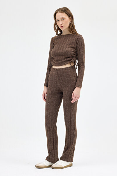Rays Maro material reiat crop Bluză Pantaloni Set Două Piese 8114A