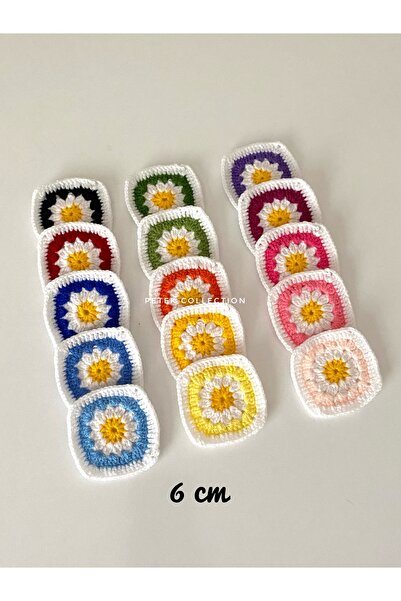 Petek Collection Kare Papatya Örgü Motifler / 6 cm (10’lu paket)