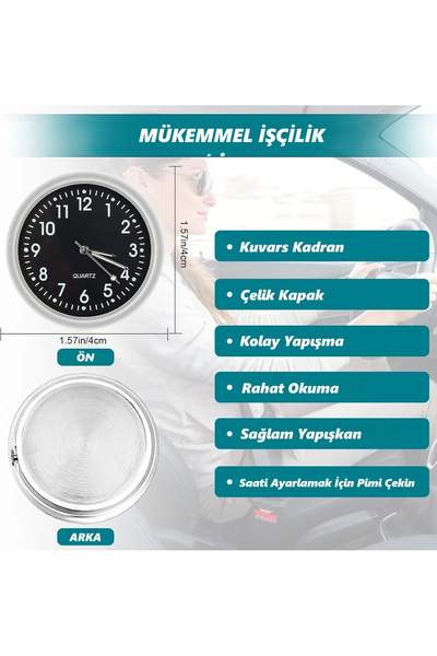 DailyTech Aydınlık Araç Araba Tekne Bisiklet İçin Mini Kuvars Saat