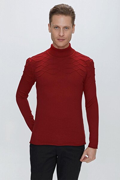 Efor TR 851 Slim Fit Kırmızı Klasik Triko