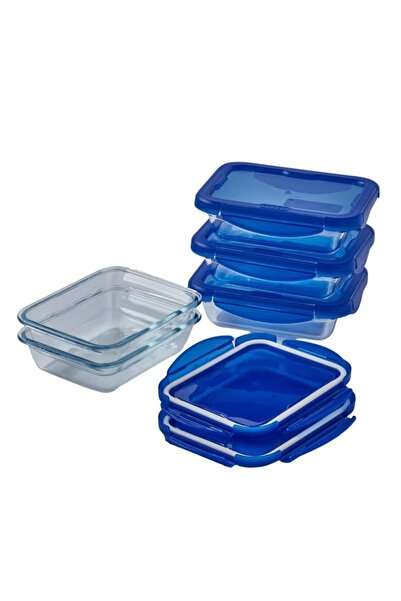 Pyrex Cook&Go 5-Piece Set Rectangular Food Storage with Airtight Lid, 800ml