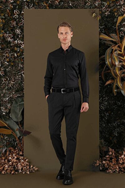 Efor GK 706 Slim Fit Siyah Klasik Gömlek