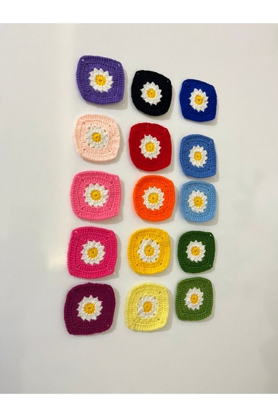 Petek Collection Square Model Daisy Knitting Motifs 6 cm (10 Pcs Mixed Color)