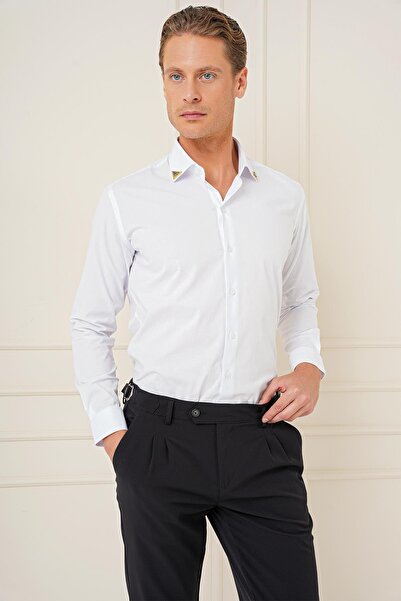 Efor G 1577 Slim Fit Beyaz Klasik Gömlek