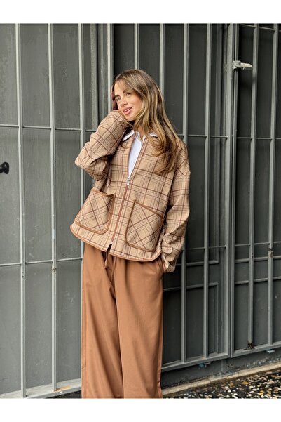 Retrobird Дизайнерско тънко сезонно яке за жени, червено-кафяво