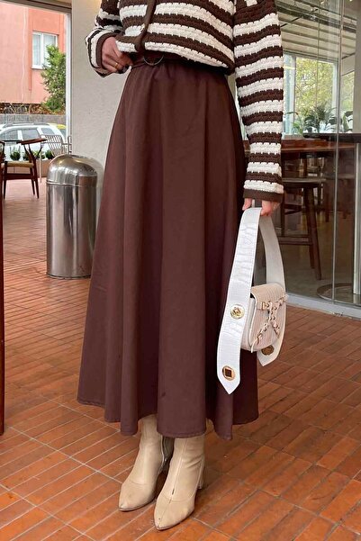 lamelif Flared Linen Skirt