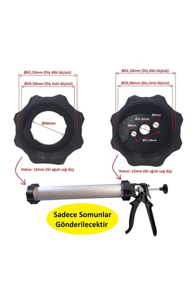 Poyraz Bioplast Sosis Silikon Tabancası Ön ve Arka Somun