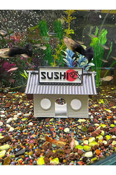 MUYU CRAFT SUSHİ EVİ-AKVARYUM DEKORU-GRİ