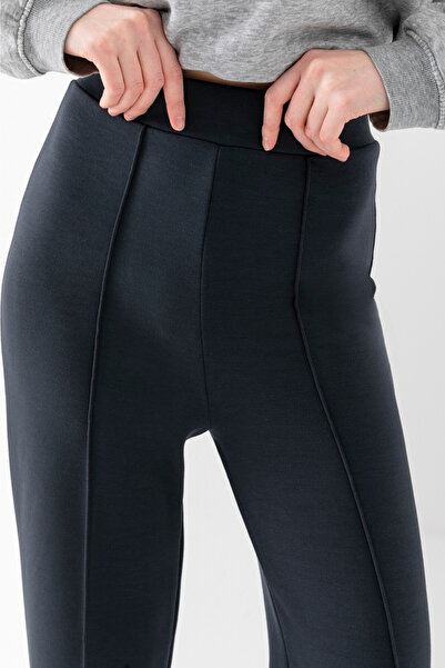 Alos Kadın Füme Modal Bol Paça Çımalı Yüksek Bel Yumuşak Dokulu Beli Lastikli Likralı Pantolon