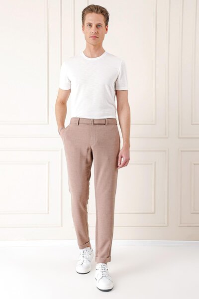 Efor Comfort Fit Belden Kumaş Kemerli Pamuk Bej Jogger Pantolon P 1154