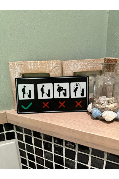 Rafine Studio 3D Semn de avertizare pentru instrucțiuni de utilizare a toaletei pentru bărbați - Autocolant amuzant și educațional pentru ușă (22,9 cm x 11,4 cm)