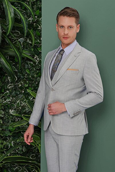 Efor TK 872 Slim Fit Açık Gri Klasik Takım Elbise