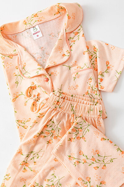 nisaNCa Set de pijamale Pinterest pentru femei cu guler cămașă cu mâneci lungi - Pijamale sezoniere pentru femei - Gamă largă de mărimi