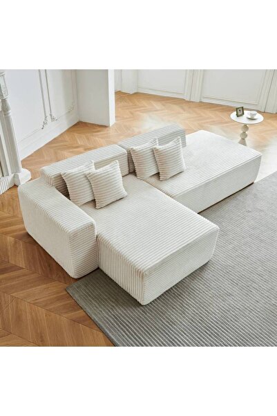 Crestj Comfortable Relaxing Sofa with Elegant L-Shaped Design - Off-White