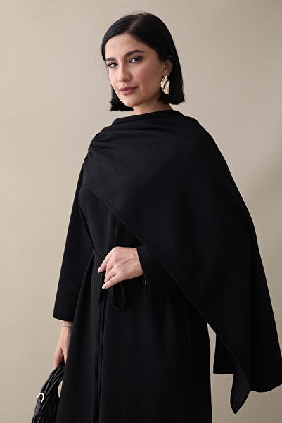InStyle Şal Detay Siyah Modal Elbise