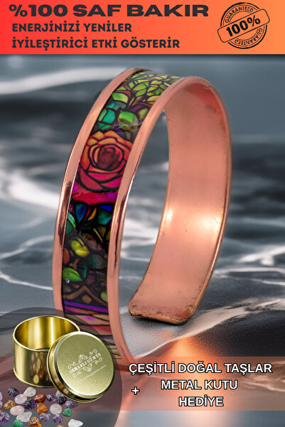 OSMANLI GÜMÜŞ Women's Copper Bracelet - Roselaw Model Special Edition Metal Box and Quartz Stone