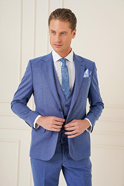 Efor TK 903 Slim Fit İndigo-Mavi Klasik Takım Elbise