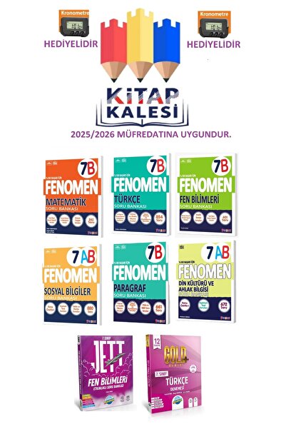 Fenomen Yayıncılık FENOMEN 7. SINIF TÜM DERSLER B SORU BANKASI MATEMATİK+FEN+...