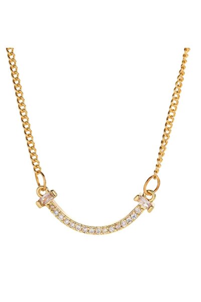 huitich قلادة منحنيه باللون الذهبي مع لمسات من الكريستال