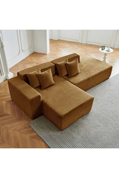 Crestj Comfortable Relaxation Sofa with Elegant L Shape Design - Brown Color