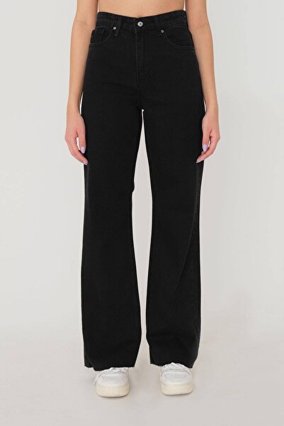Addax High Waist Wide Leg Jean Pants Pn1077-Pnf