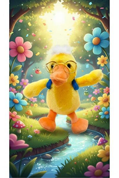 Pufline Çantalı, Gözlüklü Peluş Ördek Anahtarlık ve Çanta Süsü 16 cm