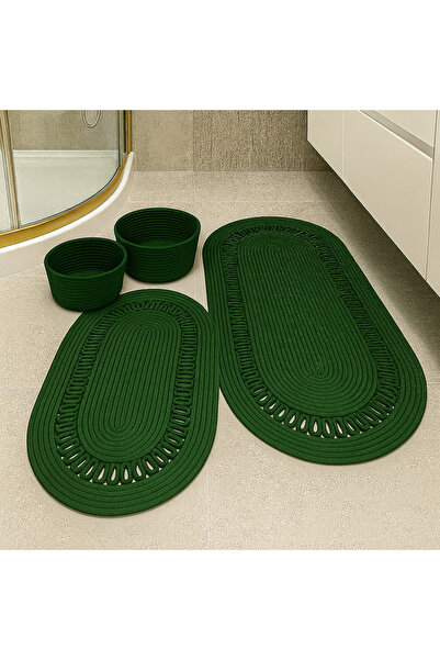 MaVaux Набір для ванної кімнати Terra з 4 предметами – 2 овальні килимки та 2 овальні кошики, натуральне плетіння з мотузки, ручна робота – преміум-клас