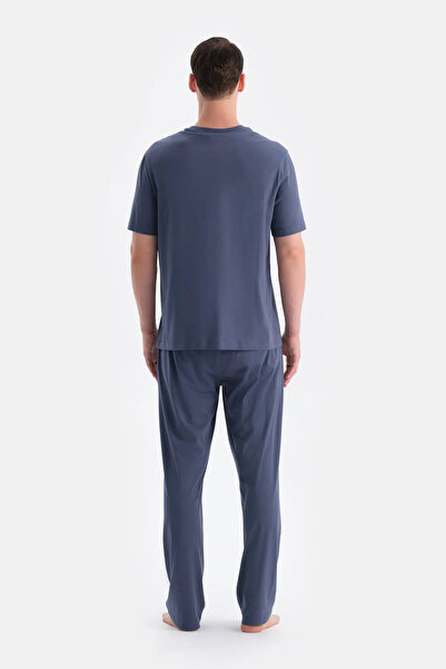 Eros Lacivert Patlı Cep Detaylı Tişört Pantolon Takım