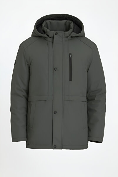 CIVILTIPOLO Αποσπώμενο αδιάβροχο και αντιανεμικό παλτό K με κουκούλα με χοντρή γούνα εσωτερικά