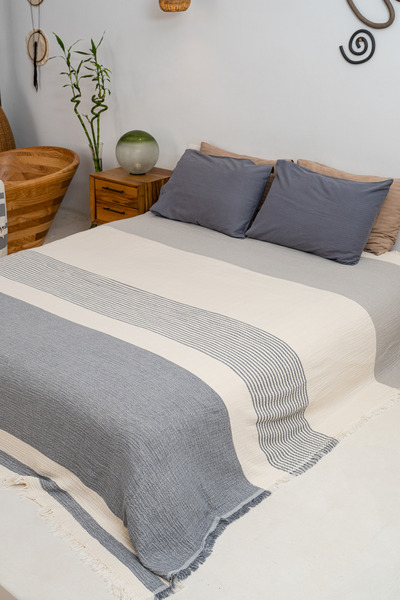 Rikka Home 100% Cotton Double Muslin Blanket/Bedspread 210X225, Lightweight, Breathable, Double-Sided