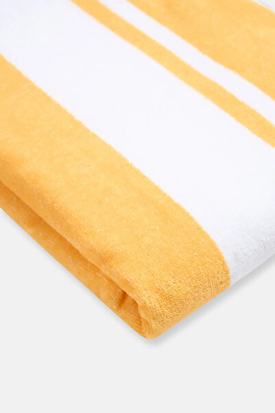 Eros Κίτρινη βελούδινη πετσέτα με σχέδιο σε γραμμές 80Χ150
