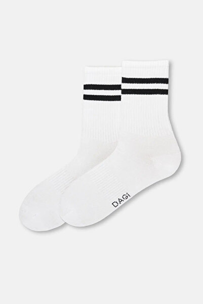 Eros Білі чоловічі спортивні шкарпетки з лінійним візерунком, 2 пари