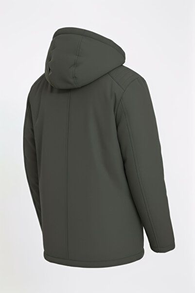 CIVILTIPOLO Αποσπώμενο αδιάβροχο και αντιανεμικό παλτό K με κουκούλα με χοντρή γούνα εσωτερικά