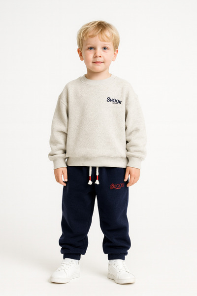 minibambi Dečačka plišana trenirka u krem boji