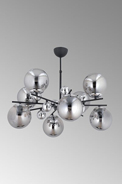ESSLİGHT Melisa 8 Li Sarkıt Avize Füme Glob Camlı Modern Dekoratif Aydınlatma