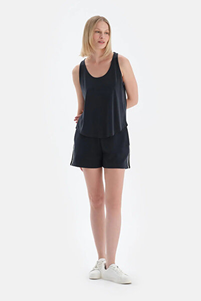 Eros Siyah Kadın Modal Karışımlı Yan Şerit Detaylı Şort