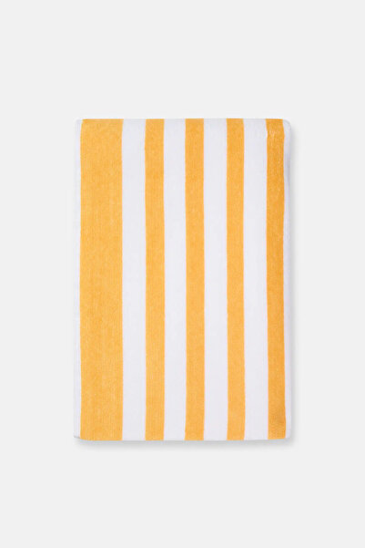 Eros Βελούδινη πετσέτα με σχέδιο πορτοκαλί ρίγες 80Χ150