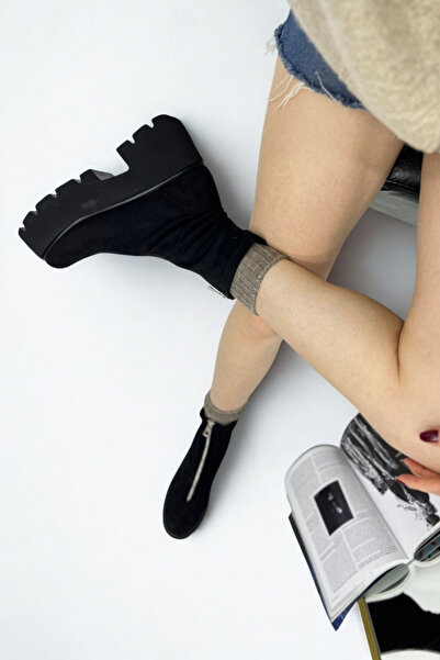 inizio Μαύρα σουέντ γυναικείες μπότες P9020