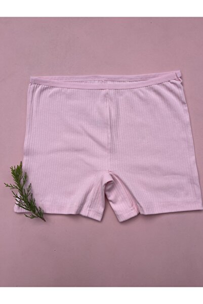 LEYNA BUTİK Kadın Fitilli 4 Adet Pamuklu Likralı Ağ Detaylı Kadın Şort (Mavi-Pembe-Ekru-Yeşil)