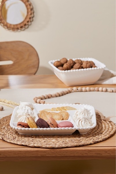 Karaca Carmen Perla 5 Compartment Square Presentation Plate 27 Cm