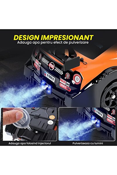 Timebox RC remote control car, , Drift car, 20km/h, LED lights, interchangeable tires, 2 rechargeable batter