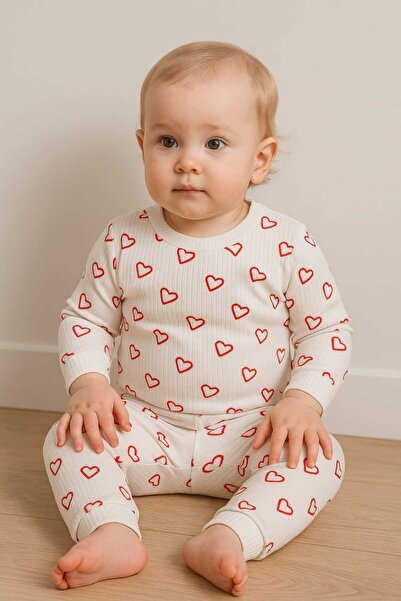 aden kids Raporlu Kumaş Desenli Çocuk Pijama Takımı